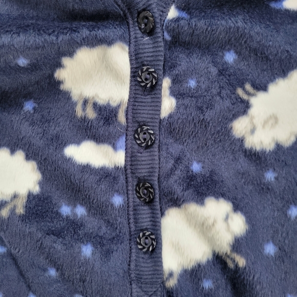 Croft & Barrow Long Nightgown Blue with White Sheep Warm Fuzzy Woman's Medium - Picture 4 of 8
